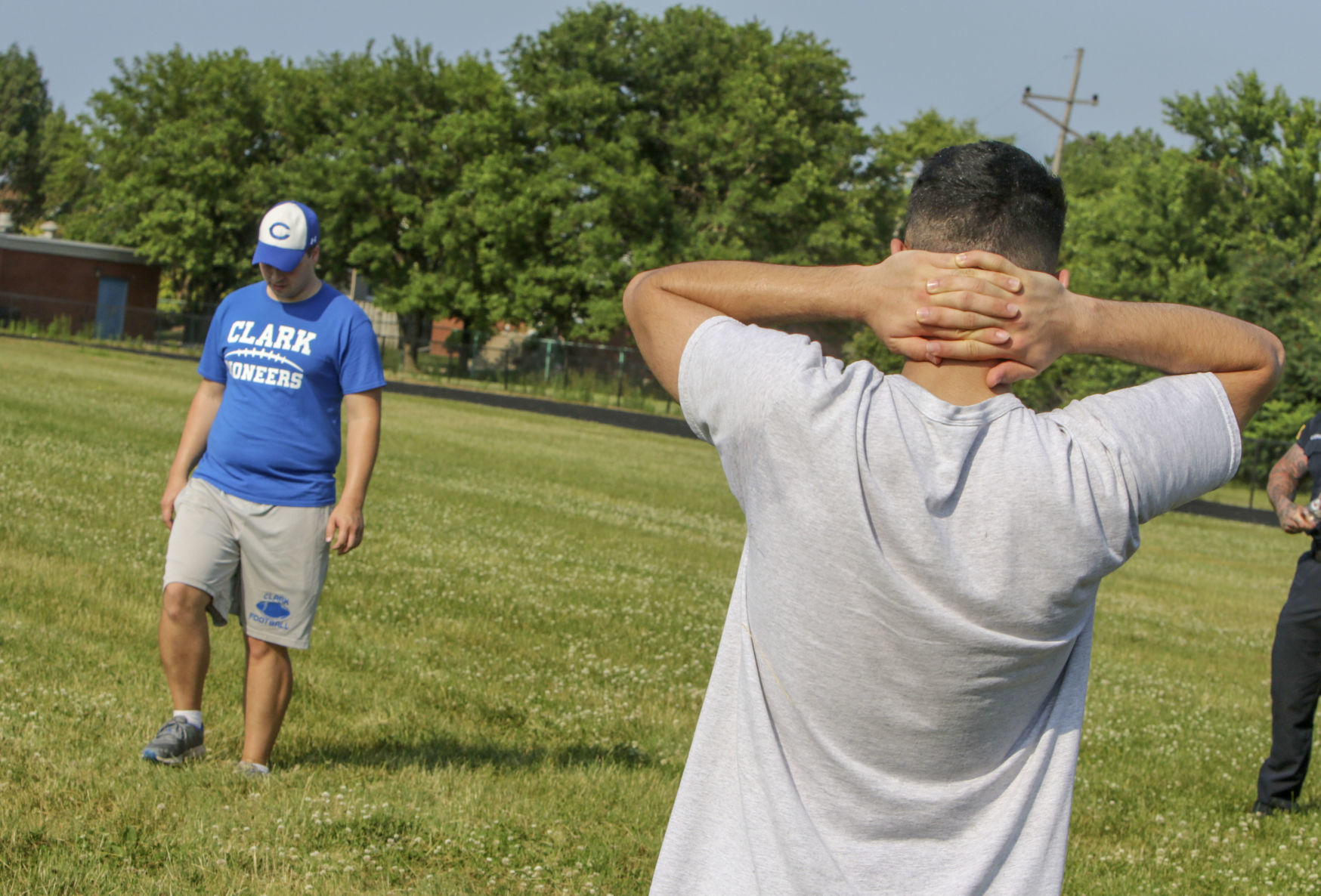 Hammond's Clark HS football players meet